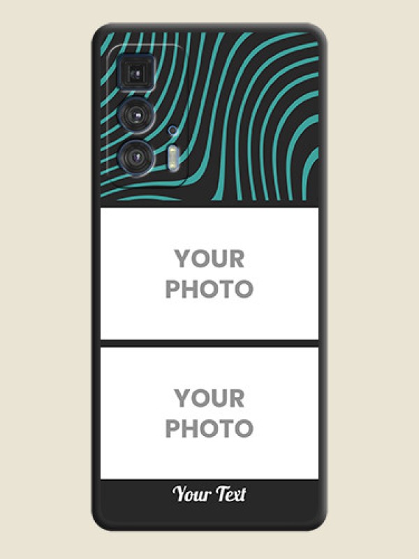 Custom Wave Pattern with 2 Image Holder on Space Black Personalized Soft Matte Phone Covers - Moto Edge 20 Pro - alternate view