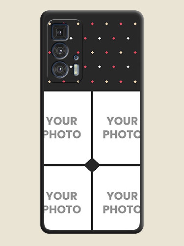 Custom Multicolor Dotted Pattern with 4 Image Holder on Space Black Custom Soft Matte Phone Cases - Moto Edge 20 Pro - alternate view