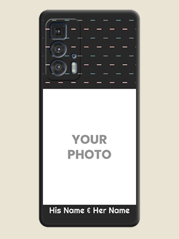 Custom Line Pattern Design with Text on Space Black Custom Soft Matte Phone Back Cover - Moto Edge 20 Pro - alternate view