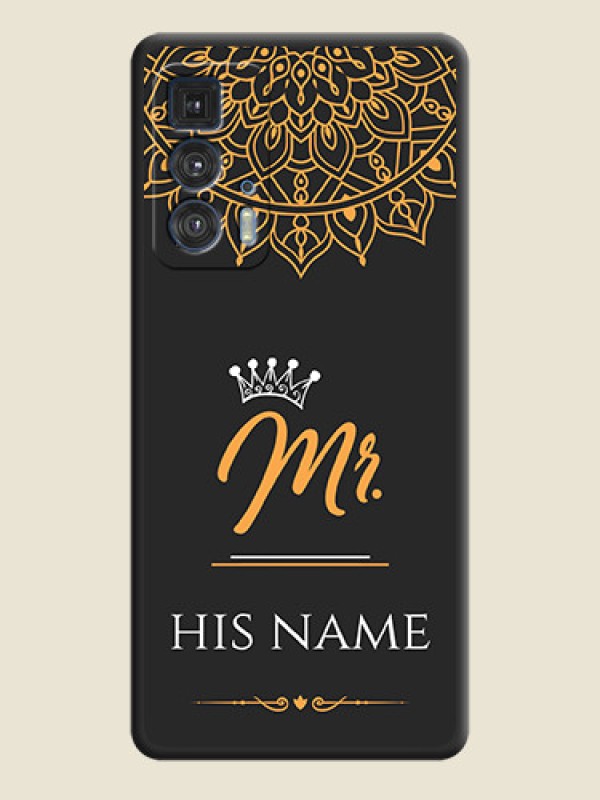 Custom Mr Name with Floral Design  on Personalised Space Black Soft Matte Cases - Moto Edge 20 Pro - alternate view