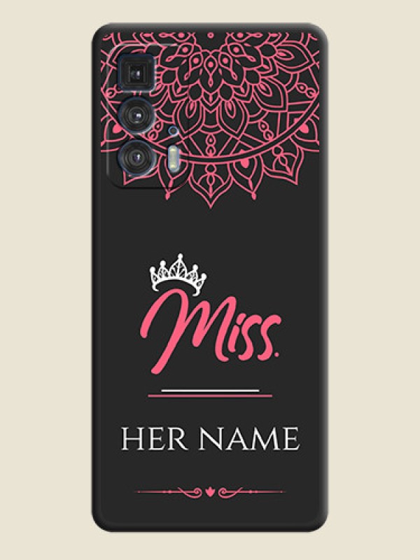 Custom Mrs Name with Floral Design on Space Black Personalized Soft Matte Phone Covers - Moto Edge 20 Pro - alternate view