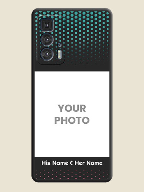 Custom Faded Dots with Grunge Photo Frame and Text on Space Black Custom Soft Matte Phone Cases - Moto Edge 20 Pro - alternate view