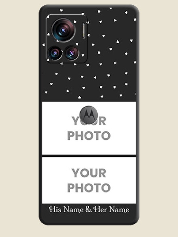 Custom Miniature Love Symbols with Name on Space Black Custom Soft Matte Back Cover - Motorola Moto Edge 30 Ultra - alternate view