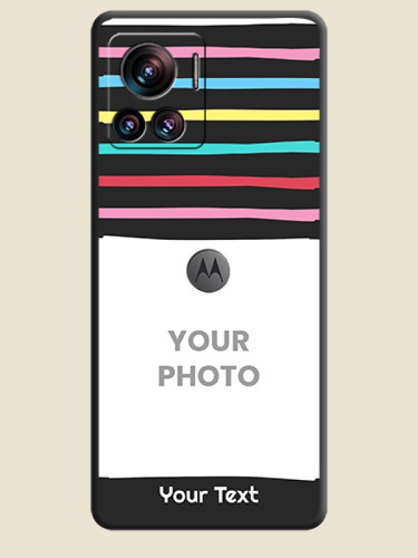 Custom Multicolor Lines with Image on Space Black Personalized Soft Matte Phone Covers - Motorola Moto Edge 30 Ultra - alternate view