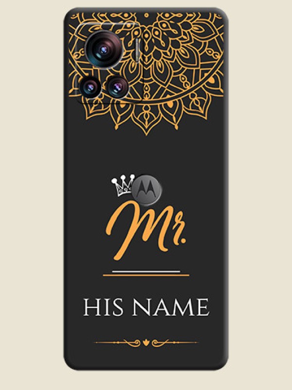Custom Mr Name with Floral Design  on Personalised Space Black Soft Matte Cases - Motorola Moto Edge 30 Ultra - alternate view
