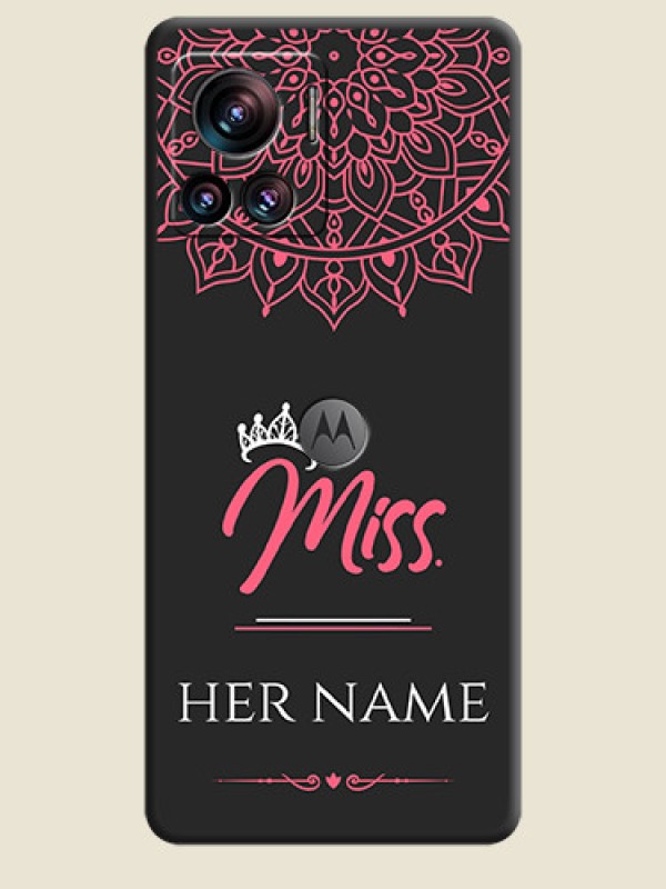 Custom Mrs Name with Floral Design on Space Black Personalized Soft Matte Phone Covers - Motorola Moto Edge 30 Ultra - alternate view