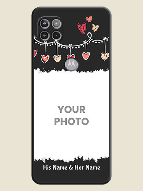 Custom Pink Love Hangings with Name on Space Black Custom Soft Matte Phone Cases - Motorola Moto G 5G - alternate view