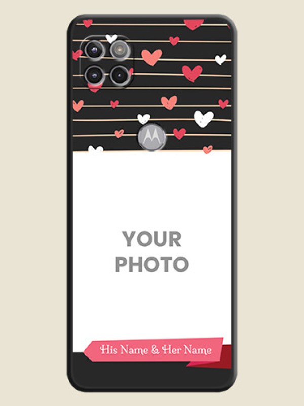 Custom Love Pattern with Name on Pink Ribbon  on Photo on Space Black Soft Matte Back Cover - Motorola Moto G 5G - alternate view