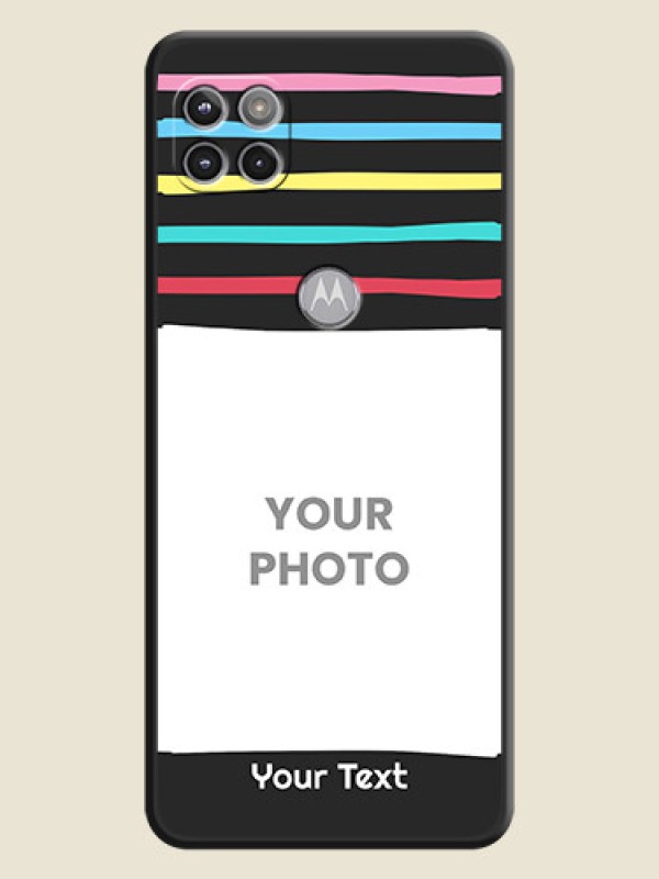Custom Multicolor Lines with Image on Space Black Personalized Soft Matte Phone Covers - Motorola Moto G 5G - alternate view