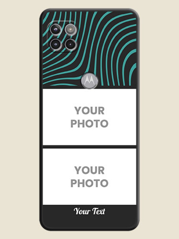 Custom Wave Pattern with 2 Image Holder on Space Black Personalized Soft Matte Phone Covers - Motorola Moto G 5G - alternate view