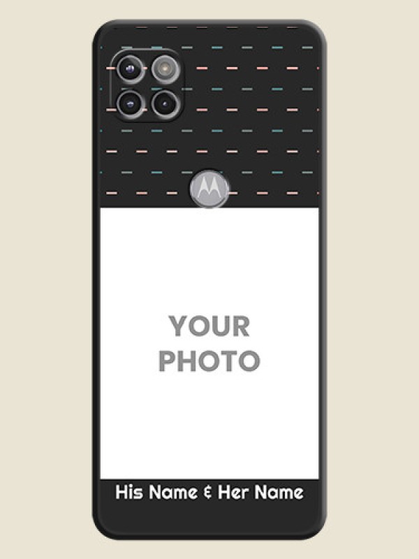 Custom Line Pattern Design with Text on Space Black Custom Soft Matte Phone Back Cover - Motorola Moto G 5G - alternate view