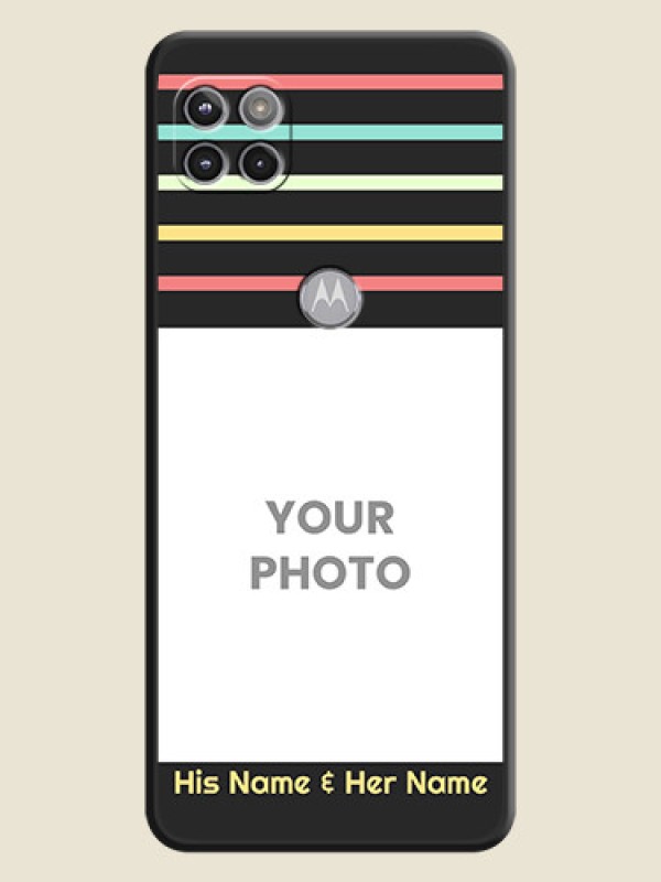 Custom Color Stripes with Photo and Text on Photo on Space Black Soft Matte Mobile Case - Motorola Moto G 5G - alternate view