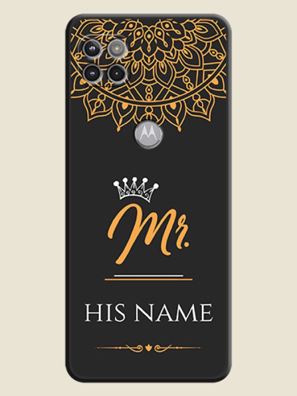Custom Mr Name with Floral Design  on Personalised Space Black Soft Matte Cases - Motorola Moto G 5G - alternate view