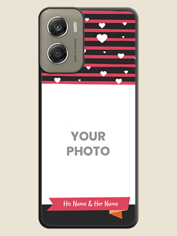 Custom White Color Love Symbols with Pink Lines Pattern On Space Black Custom Soft Matte Mobile Back Cover - Motorola Moto G06 Power - alternate view