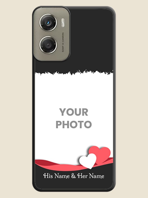 Custom Pin Color Love Shaped Ribbon Design with Text On Space Black Custom Soft Matte Mobile Back Cover - Motorola Moto G06 Power - alternate view