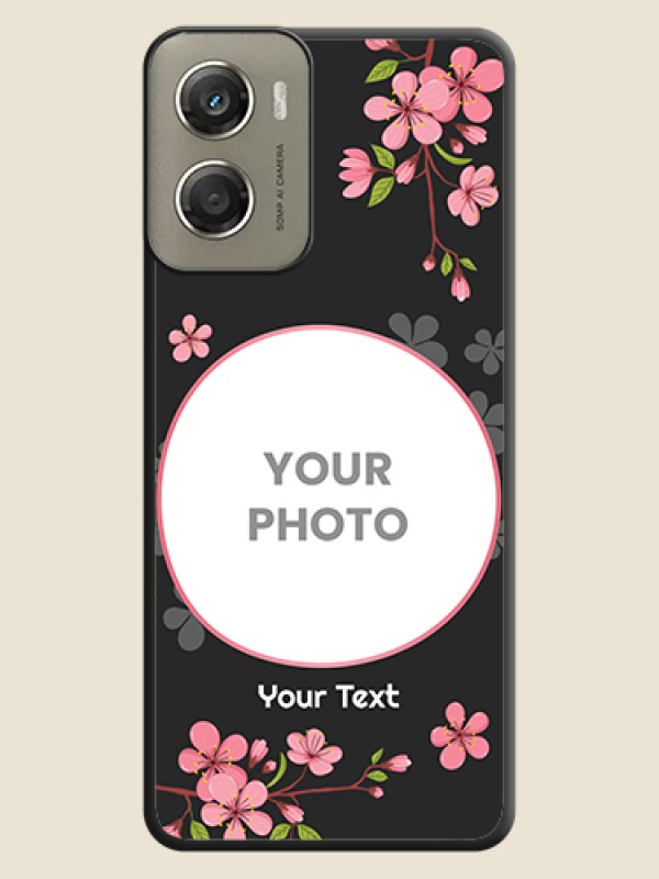 Custom Round Image with Pink Color Floral Design on Photo On Space Black Custom Soft Matte Mobile Back Cover - Motorola Moto G06 Power - alternate view