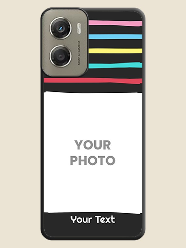 Custom Multicolor Lines with Image On Space Black Custom Soft Matte Mobile Back Cover - Motorola Moto G06 Power - alternate view