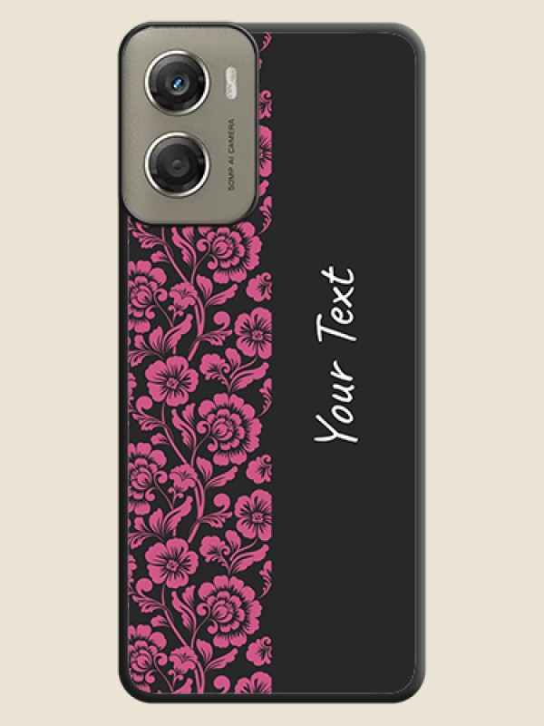 Custom Pink Floral Pattern Design With Custom Text On Space Black Custom Soft Matte Mobile Back Cover - Motorola Moto G06 Power - alternate view