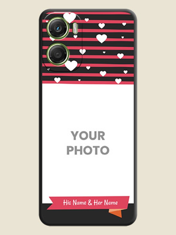 Custom White Color Love Symbols with Pink Lines Pattern On Space Black Custom Soft Matte Mobile Back Cover - Motorola Moto G06 - alternate view