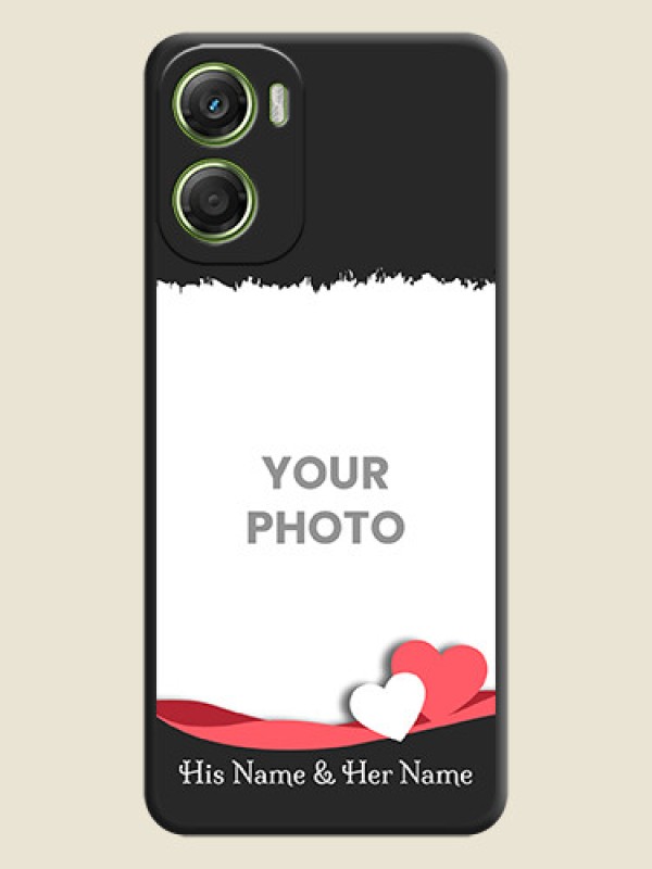 Custom Pin Color Love Shaped Ribbon Design with Text On Space Black Custom Soft Matte Mobile Back Cover - Motorola Moto G06 - alternate view