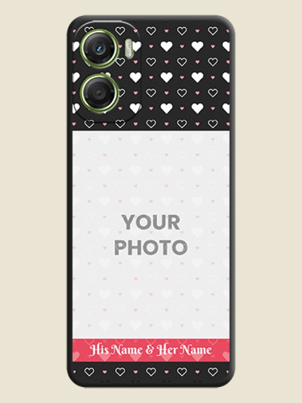 Custom White Color Love Symbols with Text Design on Photo On Space Black Custom Soft Matte Mobile Back Cover - Motorola Moto G06 - alternate view