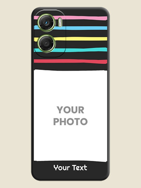 Custom Multicolor Lines with Image On Space Black Custom Soft Matte Mobile Back Cover - Motorola Moto G06 - alternate view