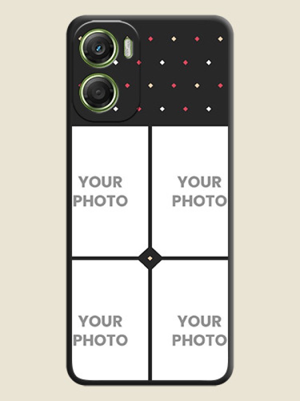 Custom Multicolor Dotted Pattern with 4 Image Holder On Space Black Custom Soft Matte Mobile Back Cover - Motorola Moto G06 - alternate view