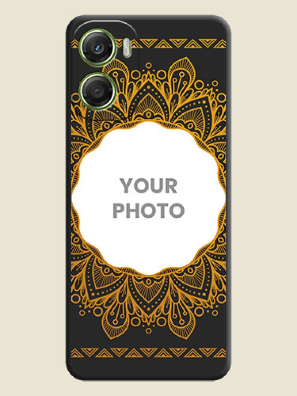 Custom Round Image with Floral Design On Space Black Custom Soft Matte Mobile Back Cover - Motorola Moto G06 - alternate view