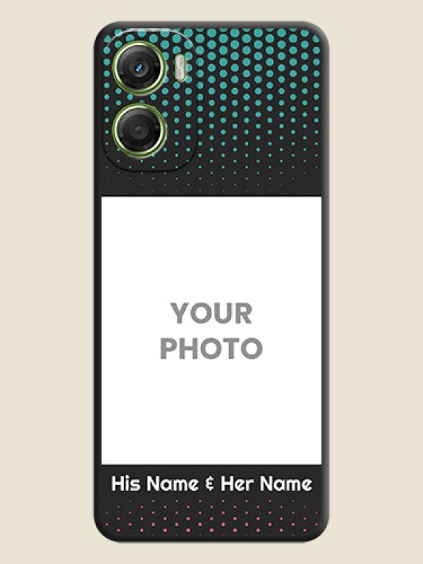 Custom Faded Dots with Grunge Photo Frame and Text On Space Black Custom Soft Matte Mobile Back Cover - Motorola Moto G06 - alternate view