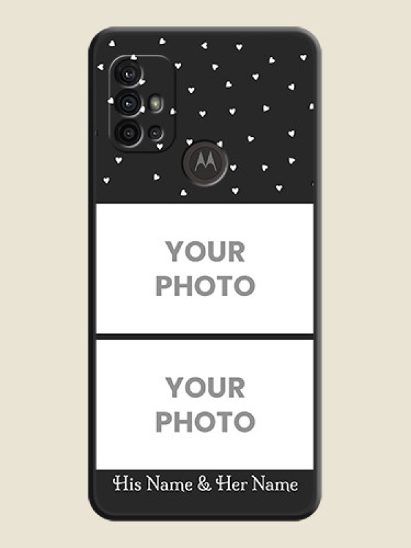 Custom Miniature Love Symbols with Name on Space Black Custom Soft Matte Back Cover - Moto G10 Power - alternate view
