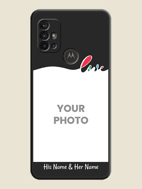 Custom Fall in Love Pattern with Picture on Photo on Space Black Soft Matte Mobile Case - Moto G10 Power - alternate view