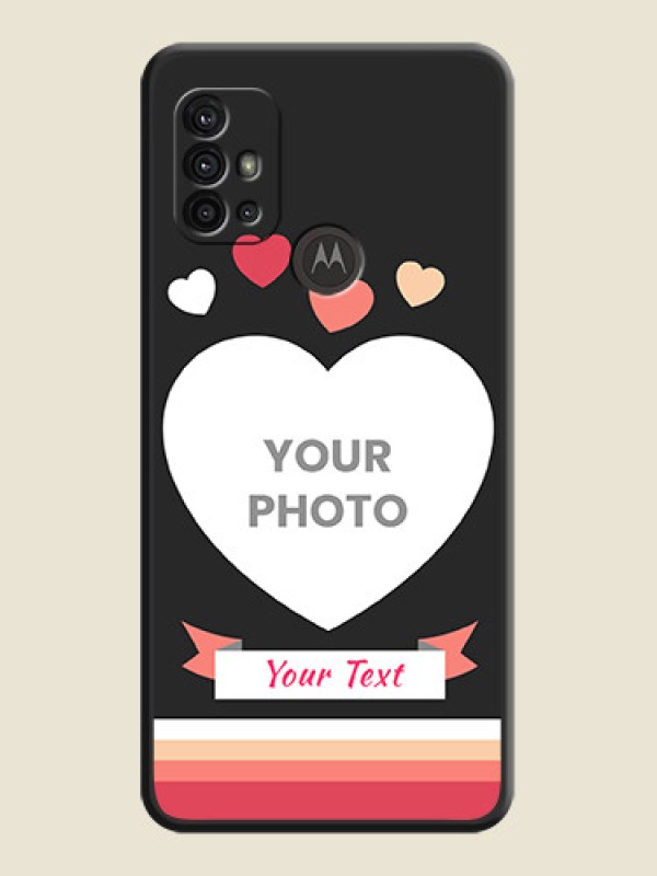 Custom Love Shaped Photo with Colorful Stripes on Personalised Space Black Soft Matte Cases - Moto G10 Power - alternate view