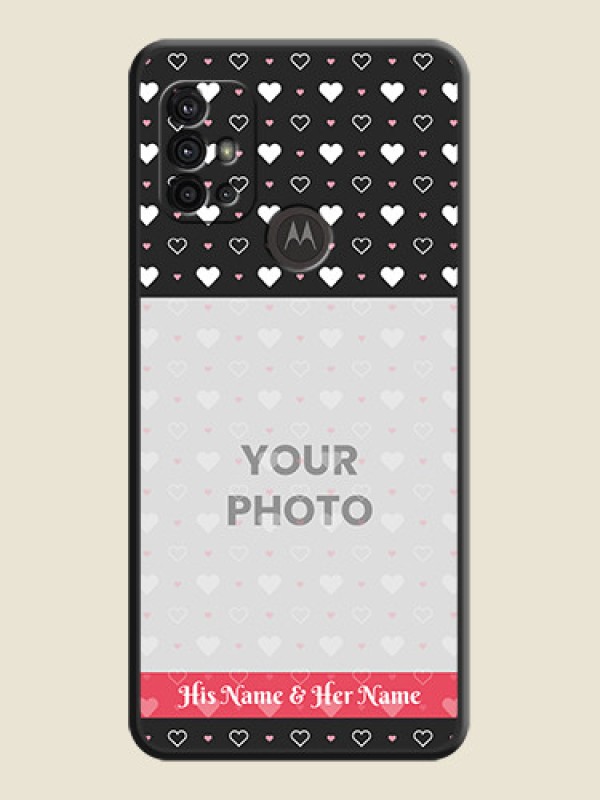 Custom White Color Love Symbols with Text Design on Photo on Space Black Soft Matte Phone Cover - Moto G10 Power - alternate view