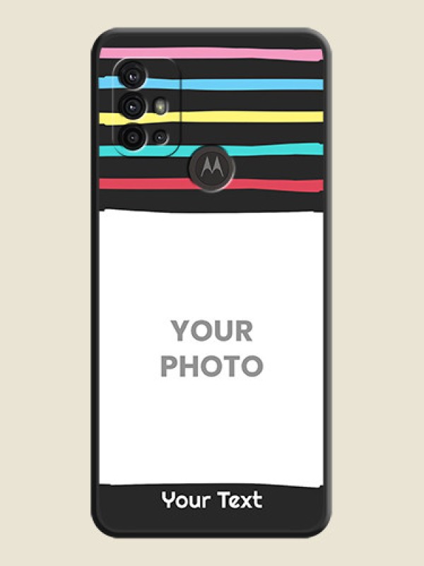 Custom Multicolor Lines with Image on Space Black Personalized Soft Matte Phone Covers - Moto G10 Power - alternate view