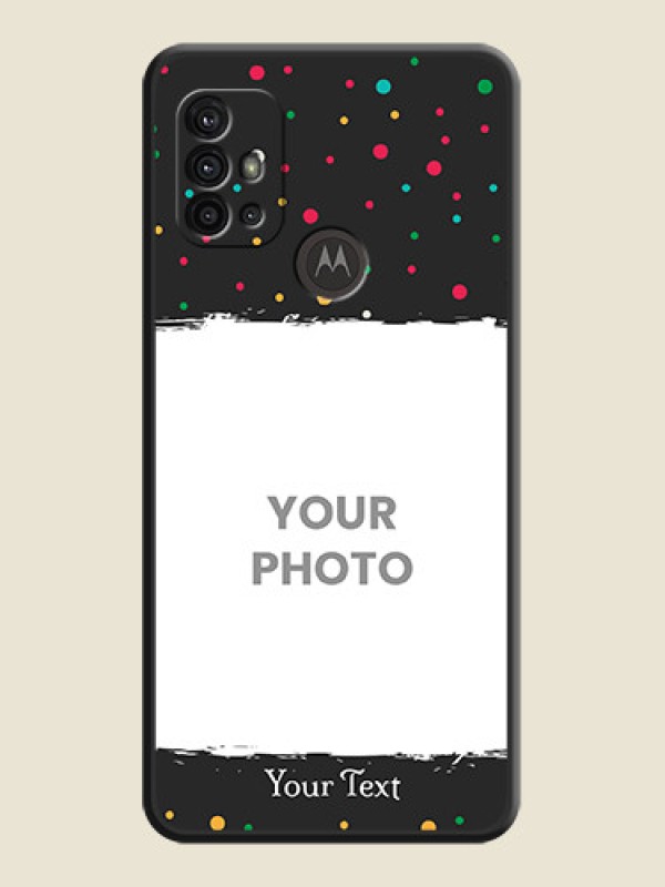 Custom Multicolor Dotted Pattern with Text on Space Black Custom Soft Matte Phone Back Cover - Moto G10 Power - alternate view