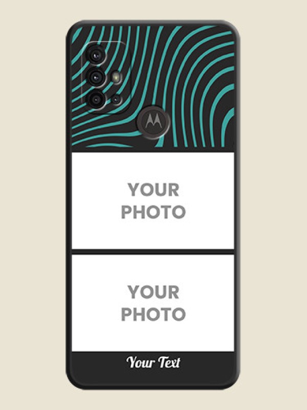 Custom Wave Pattern with 2 Image Holder on Space Black Personalized Soft Matte Phone Covers - Moto G10 Power - alternate view