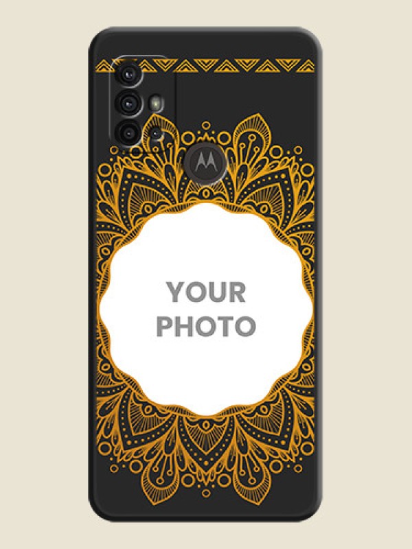 Custom Round Image with Floral Design on Photo on Space Black Soft Matte Mobile Cover - Moto G10 Power - alternate view