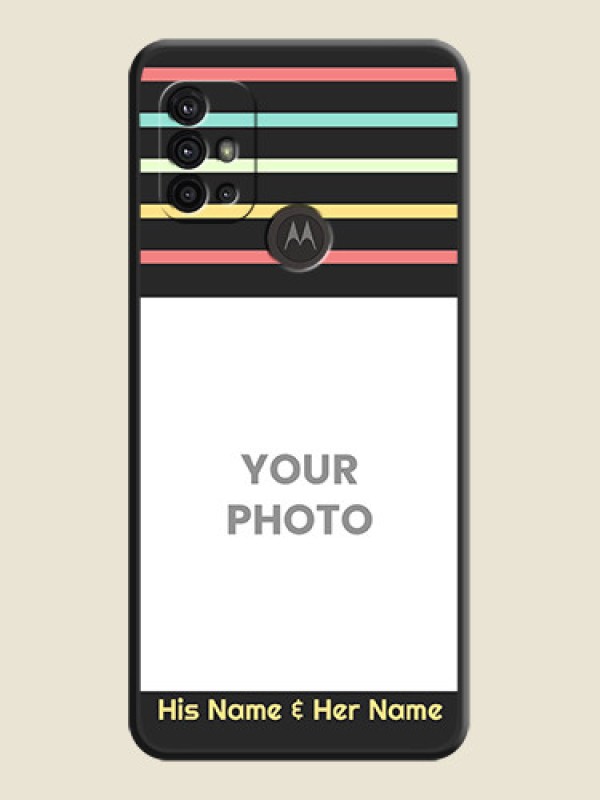 Custom Color Stripes with Photo and Text on Photo on Space Black Soft Matte Mobile Case - Moto G10 Power - alternate view