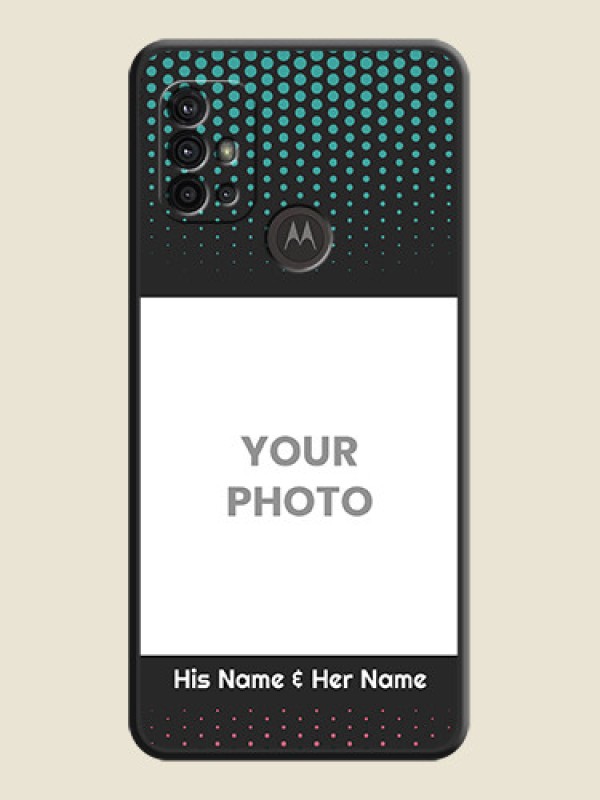 Custom Faded Dots with Grunge Photo Frame and Text on Space Black Custom Soft Matte Phone Cases - Moto G10 Power - alternate view
