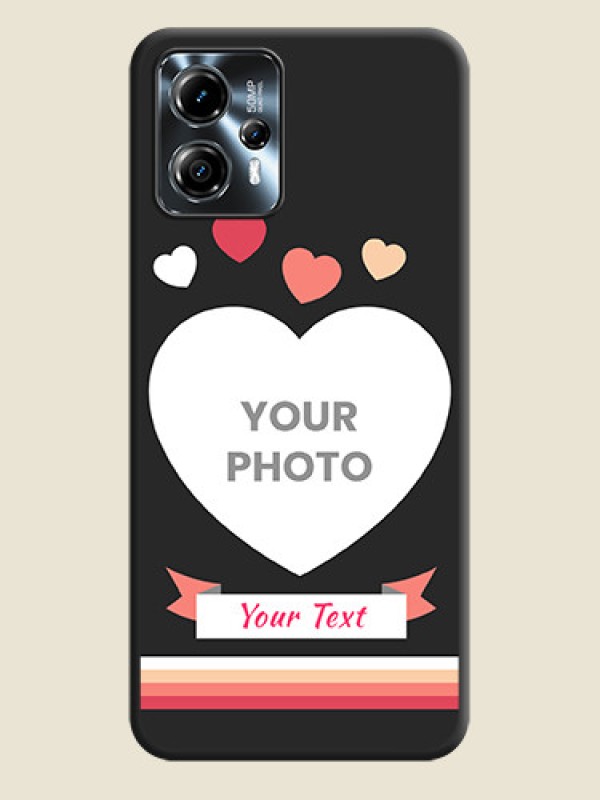 Custom Love Shaped Photo with Colorful Stripes on Personalised Space Black Soft Matte Cases - Moto G13 - alternate view