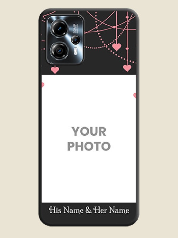 Custom Pink Love Hangings with Text on Space Black Custom Soft Matte Back Cover - Moto G13 - alternate view