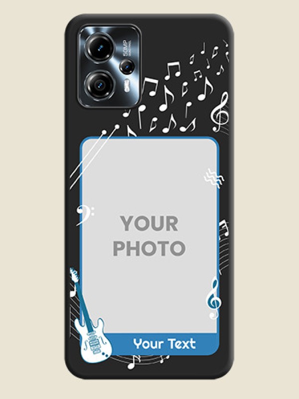Custom Musical Theme Design with Text on Photo on Space Black Soft Matte Mobile Case - Moto G13 - alternate view