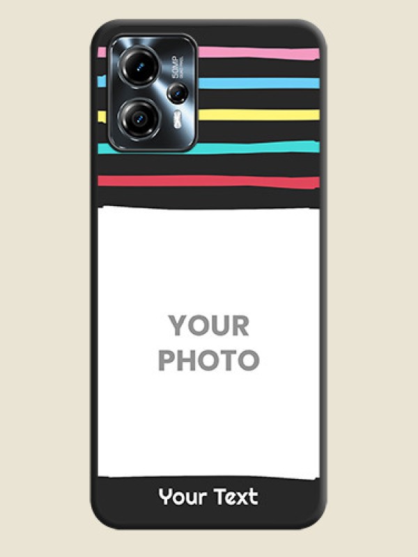 Custom Multicolor Lines with Image on Space Black Personalized Soft Matte Phone Covers - Moto G13 - alternate view