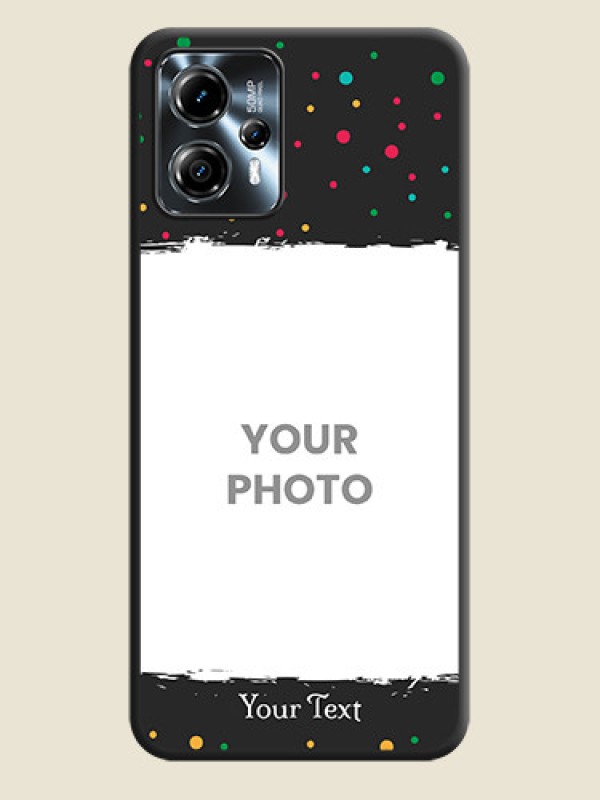 Custom Multicolor Dotted Pattern with Text on Space Black Custom Soft Matte Phone Back Cover - Moto G13 - alternate view