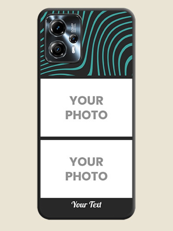 Custom Wave Pattern with 2 Image Holder on Space Black Personalized Soft Matte Phone Covers - Moto G13 - alternate view