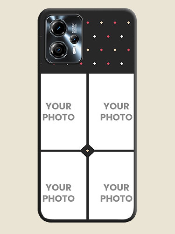 Custom Multicolor Dotted Pattern with 4 Image Holder on Space Black Custom Soft Matte Phone Cases - Moto G13 - alternate view