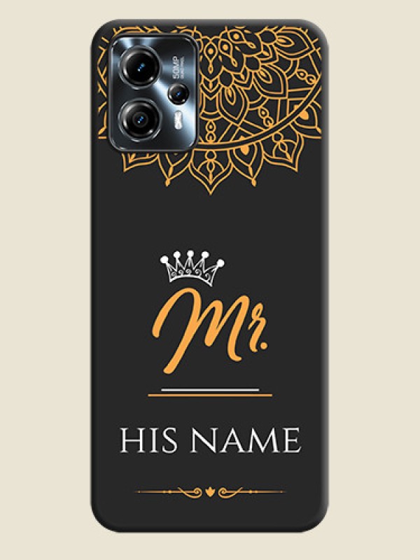 Custom Mr Name with Floral Design  on Personalised Space Black Soft Matte Cases - Moto G13 - alternate view