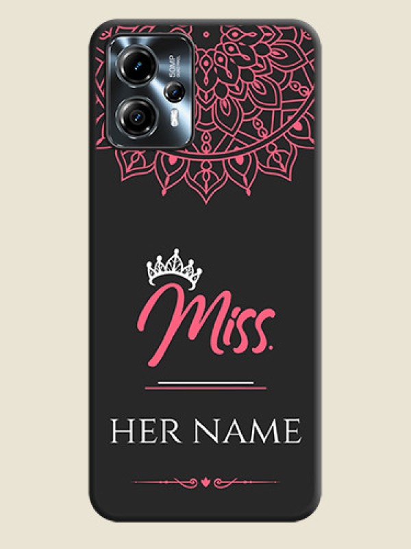 Custom Mrs Name with Floral Design on Space Black Personalized Soft Matte Phone Covers - Moto G13 - alternate view