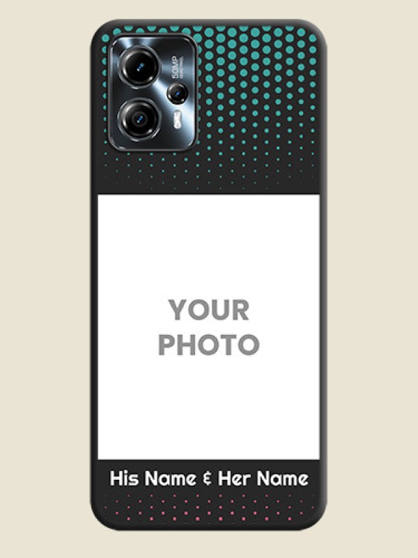 Custom Faded Dots with Grunge Photo Frame and Text on Space Black Custom Soft Matte Phone Cases - Moto G13 - alternate view