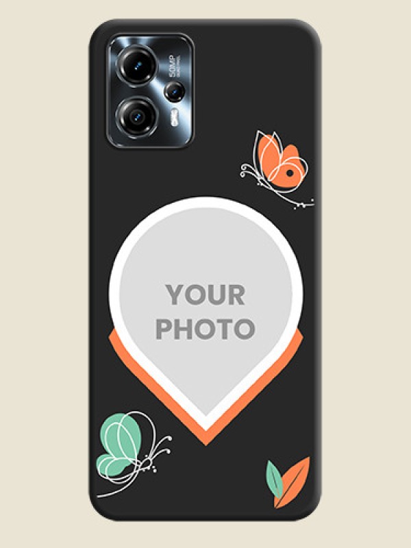 Custom Upload Pic With Simple Butterly Design On Space Black Personalized Soft Matte Phone Covers -Motorola Moto G13 - alternate view